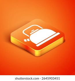 Isometric Kettle with handle icon isolated on orange background. Teapot icon.  Vector