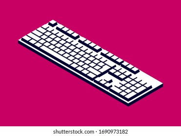 isometric keyboard icon pink background vector illustration