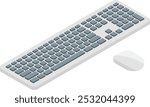 Isometric keyboard and mouse. Computer workspace controller icon