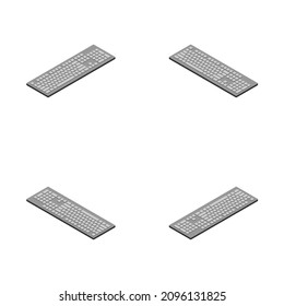 isometric keyboard with on awhite background