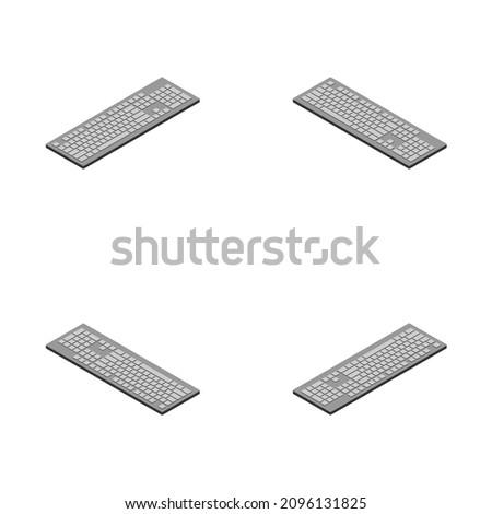 isometric keyboard with on awhite background