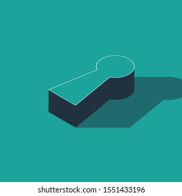 Isometric Keyhole icon isolated on green background. Key of success solution. Keyhole express the concept of riddle, secret, safety, security.  Vector Illustration