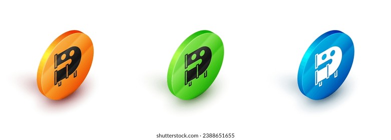 Isometric Kid playground slide pipe icon isolated on white background. Circle button. Vector