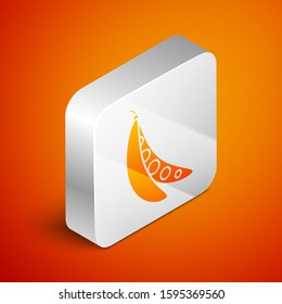Isometric Kidney beans icon isolated on orange background. Silver square button. Vector Illustration