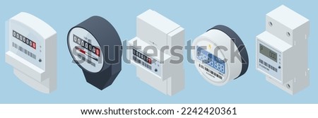 Isometric kilowatt hour electric meter, power supply meter. Watthour meter of electricity for use in home appliance ストックフォト © 