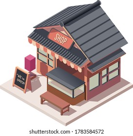 isometric kiosk japanease shop vector illustration