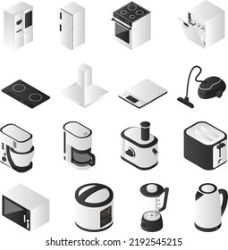 Isometric Kitchen Appliance Set Isolated