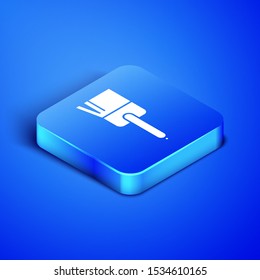 Isometric Kitchen brush icon isolated on blue background. Blue square button. Vector Illustration
