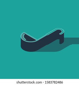 Isometric Kitchen ladle icon isolated on green background. Cooking utensil. Cutlery spoon sign.  Vector Illustration