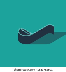 Isometric Kitchen ladle icon isolated on green background. Cooking utensil. Cutlery spoon sign.  Vector Illustration