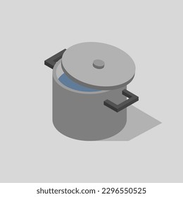 Isometric kitchen pot on a background