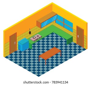 isometric kitchen room