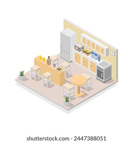 Isometric kitchen room illustrated in vector