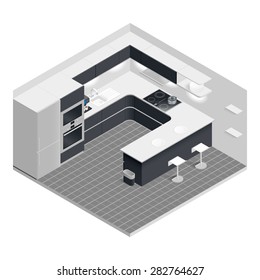 Isometric Kitchen Set Vector Graphic Illustration Design