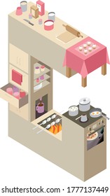 Cocina isométrica en forma de letra G
