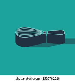 Isometric Kitchen whisk icon isolated on green background. Cooking utensil, egg beater. Cutlery sign. Food mix symbol.  Vector Illustration