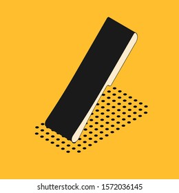 Isometric Knife icon isolated on yellow background. Cutlery symbol.  Vector Illustration