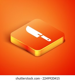 Isometric Knife icono aislado en el fondo naranja. Símbolo de cubiertos.  Vector