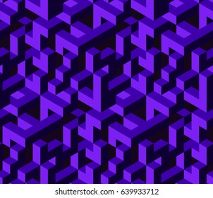Isometric  labyrinth. Abstract vector seamless pattern