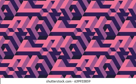 Isometric  labyrinth. Abstract vector seamless pattern