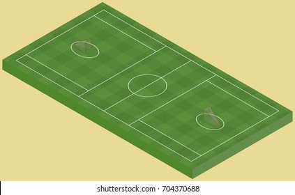 Isometric lacrosse field, isolated image in vector