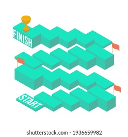 isometric ladder illustration about start and finish and gain the championship