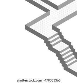 Isometric ladder on a white background. Simple drawing. Go up up the stairs.