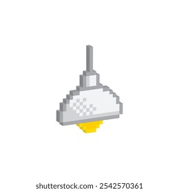 isometric Lamp icon 8 bit, pixel art attention sign ceiling lamp icon for game logo.