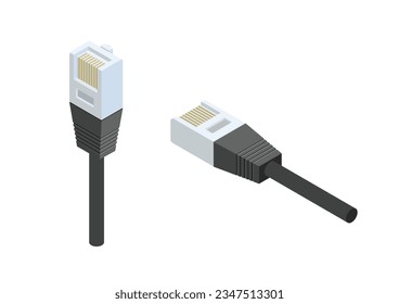 Isometric LAN cable network internet. illustrator vector