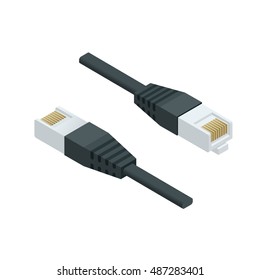 Isometric LAN cable network internet icon vector