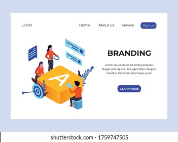 Isometric Landing page of Branding