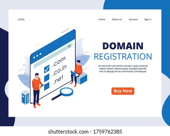 Isometric Landing page of Domain Registration