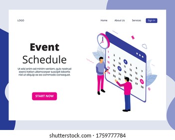 Isometric Landing Page of Event Schedule