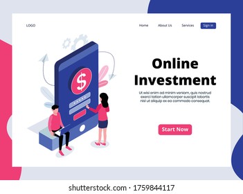 Isometric Landing page of Online Investment