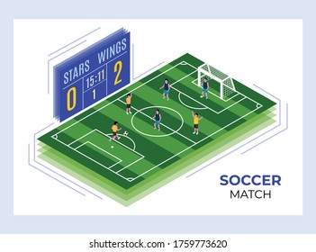 Isometric Landing Page of Soccer Match