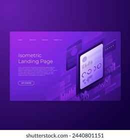 Isometric landing page vector design in eps 10