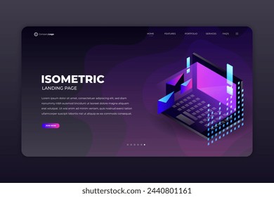 Isometric landing page vector design in eps 10