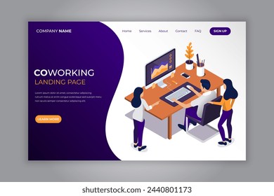 Isometrisches Landing Page Vector Design in eps 10