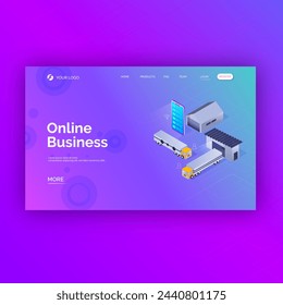Isometric landing page vector design in eps 10