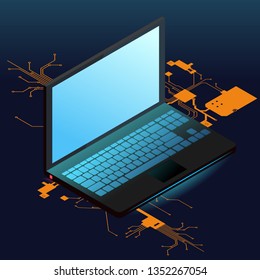 Isometric laptop, 3d laptop, infographic laptop vector illustration