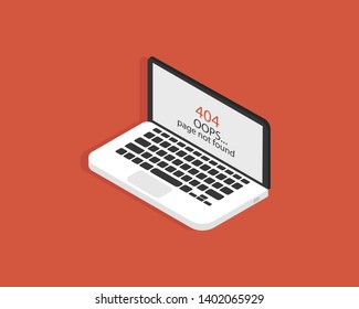 Isometric laptop computer. Device with error on screen in trendy isometric and flat style. EPS 10