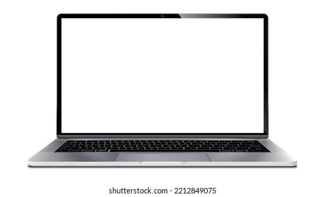 Isometric laptop concept. Advertising poster or banner for website. Template, layout and mock up. Gadgets and devices. Portable computer, modern technologies. Realistic 3D vector illustration