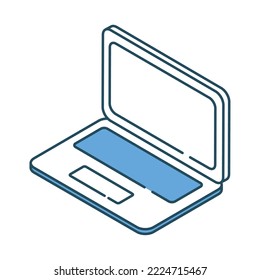isometric laptop device icon isolated