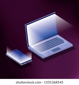 isometric laptop digital technology