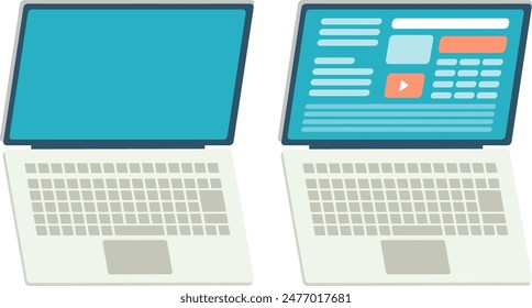 isometric laptop flat illustration set vector illustration