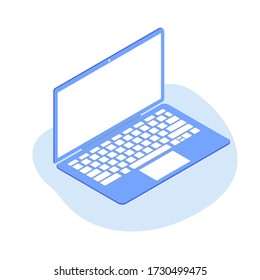 Computadora portátil isométrica en un fondo blanco. Portátil isométrico. Vector.