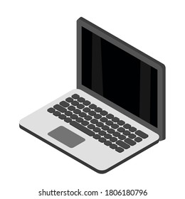 isometric laptop grey illustration icon