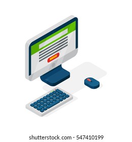 Isometric laptop icon illustration flat design.