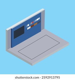 Isometric Laptop Illustration - Minimalist Vector Design