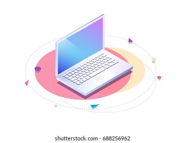 Isometric laptop. Mockup. Vector illustration.